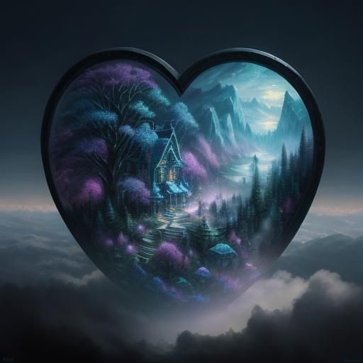 Ethereal Crystal Heart in Fantasy Style