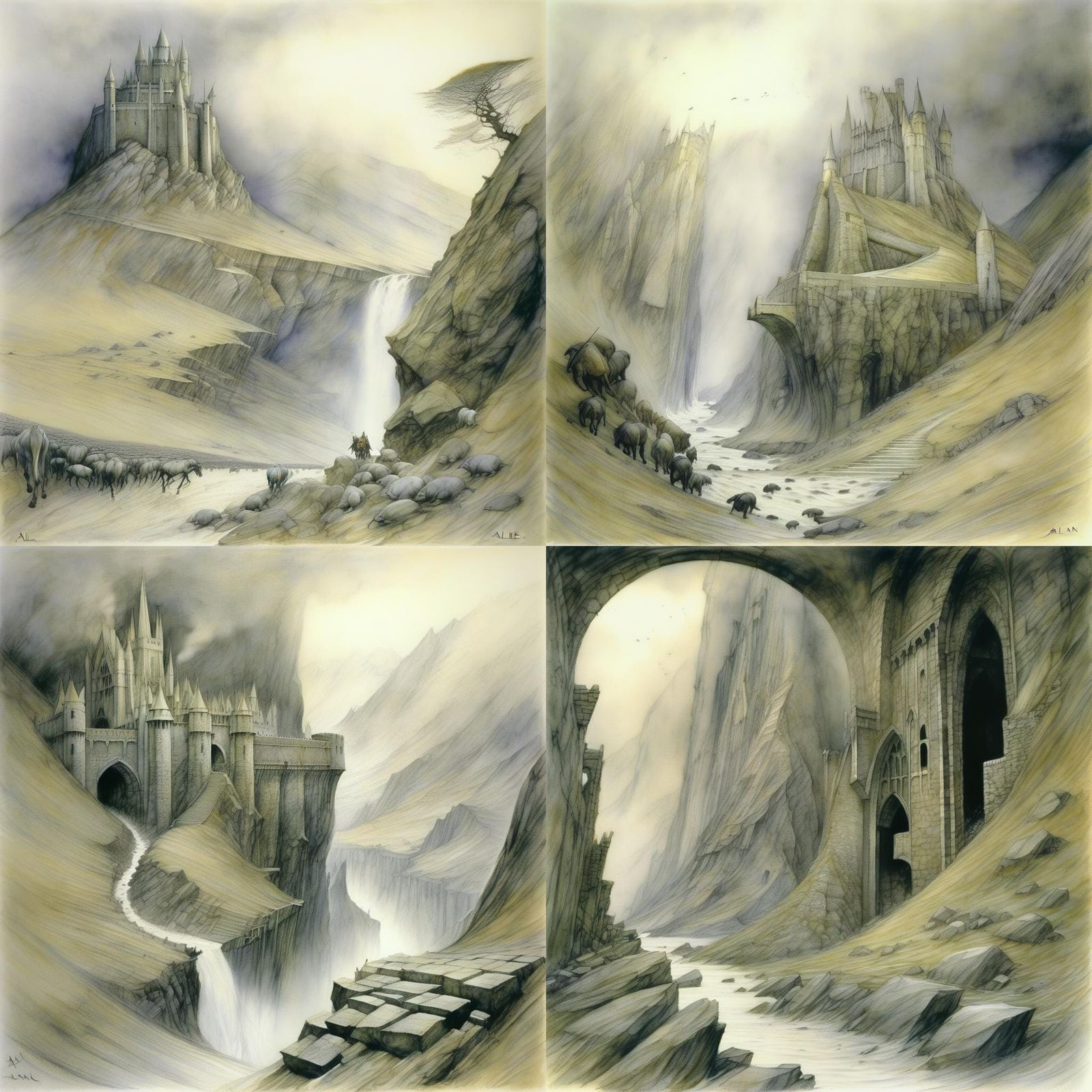 Enchanting Fantasy Landscape in Alan Lee Style