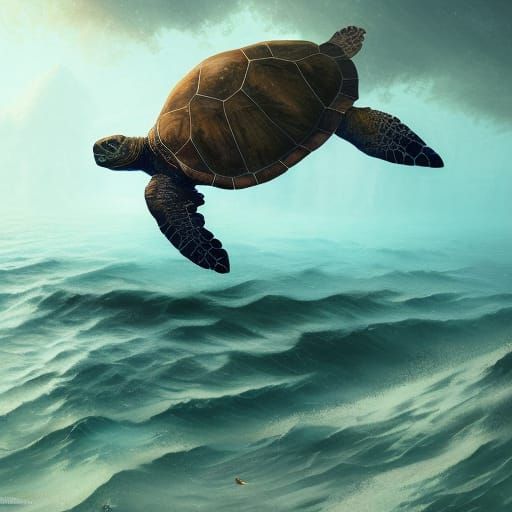 Giant Sea Turtle Zaratan in Deep Color Fantasy Art