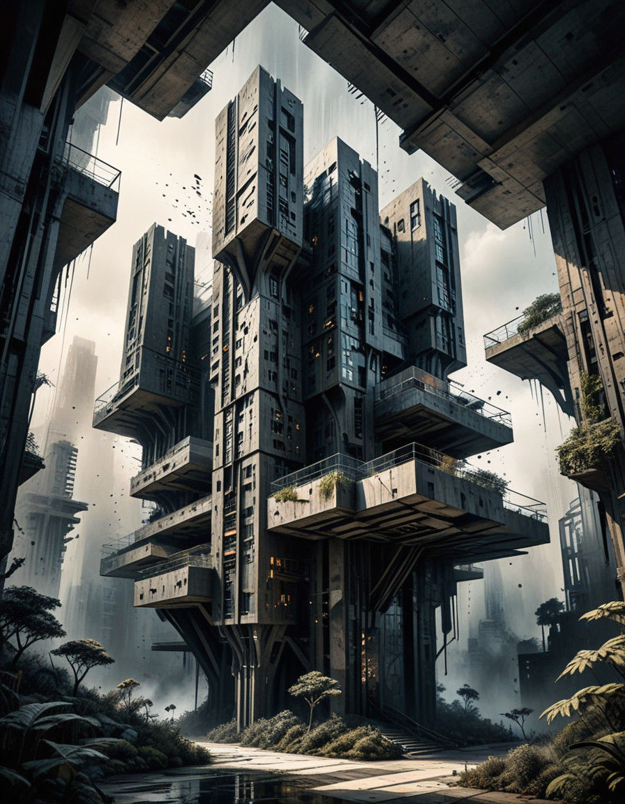 Surreal Futuristic Metropolis in Mid-Air