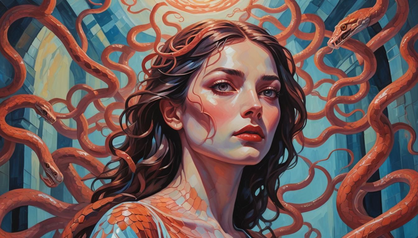 Surrealist Lamia Snakes in Dreamlike Fauvist Style