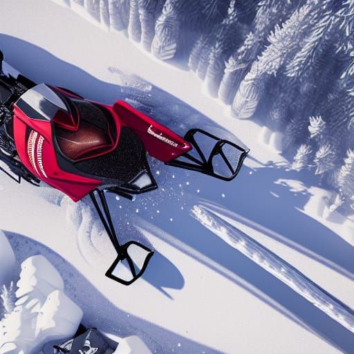 Snowmobile Backflip Aerial View in 8k