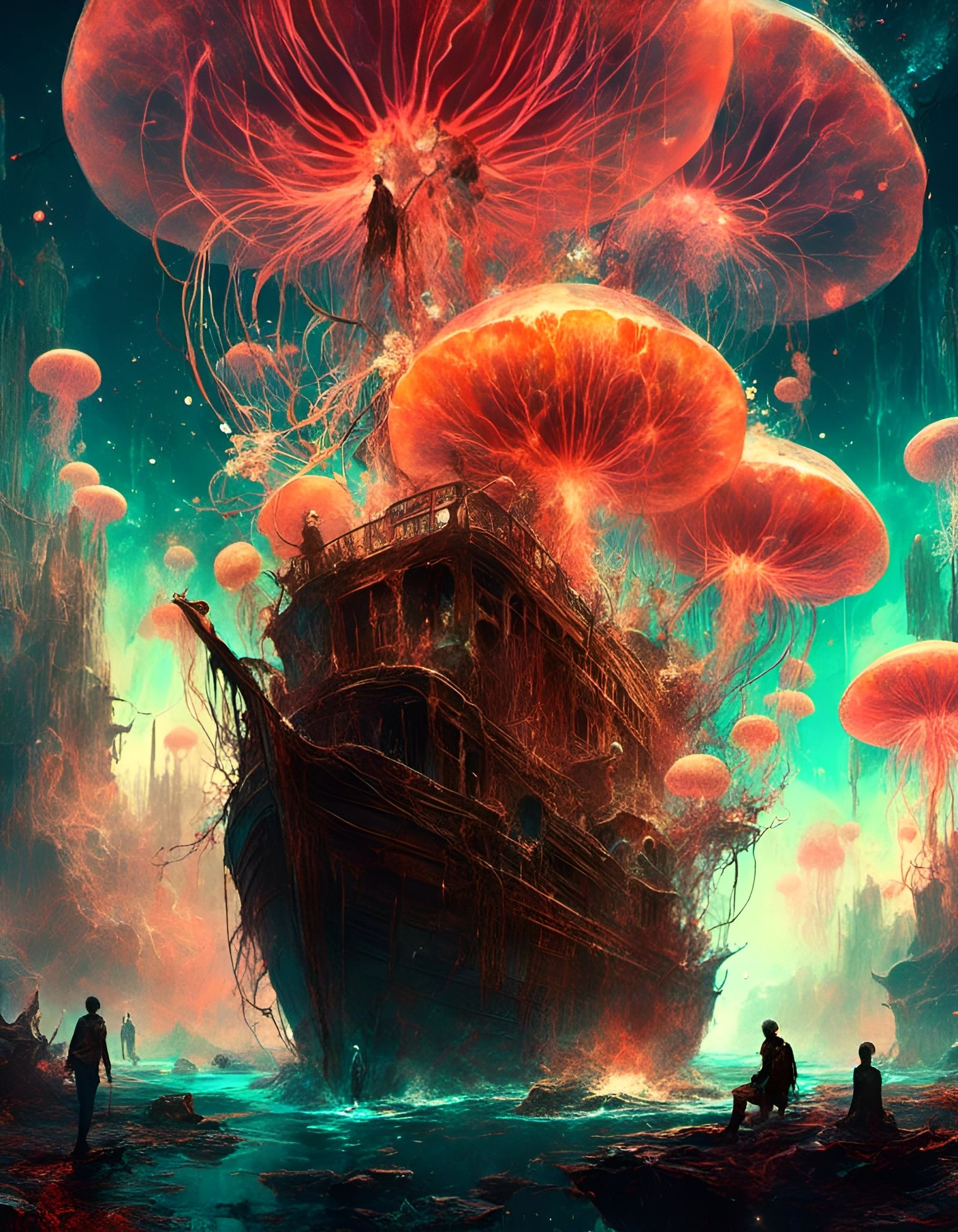 Bioluminescent Star Jellyfish Flower Explosion in Codex