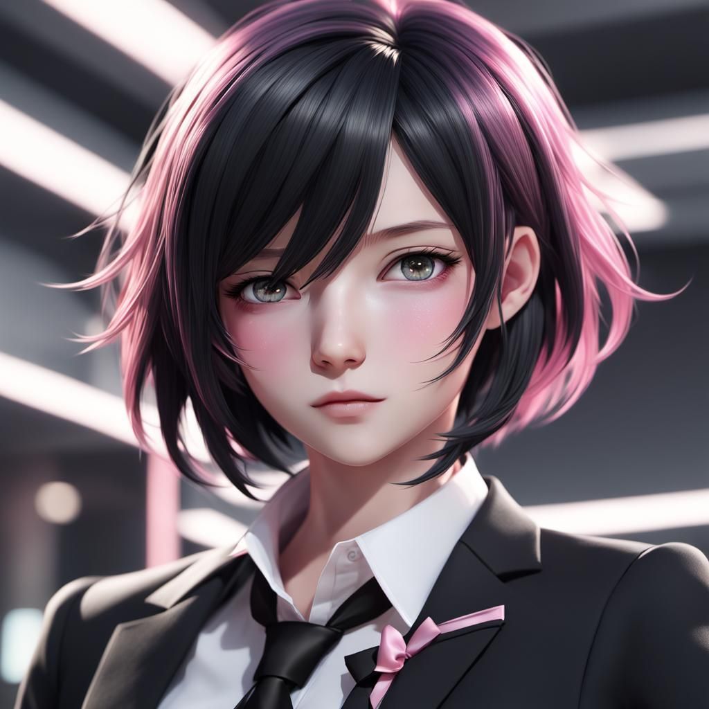Anime Style Portrait of Woman in Business Suit