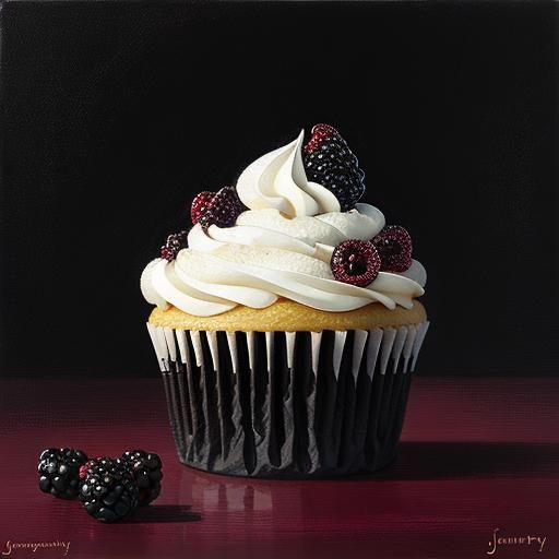 A liquid black berry droplet cupcake