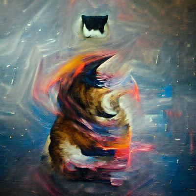 Abstract Void Cat Oil Painting