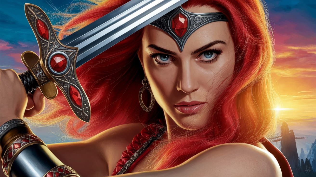 Vibrant Heroic Fantasy Art in 80's Movie Style