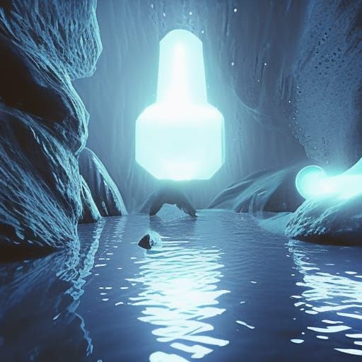 Ethereal White Crystal Floats in Surreal Landscape