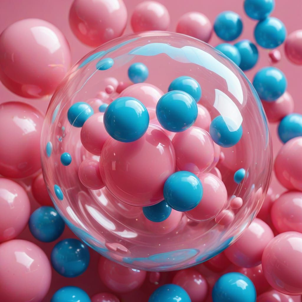 Vibrant Pop Art Close-Up of Blowing Pink Bubblegum Bubble
