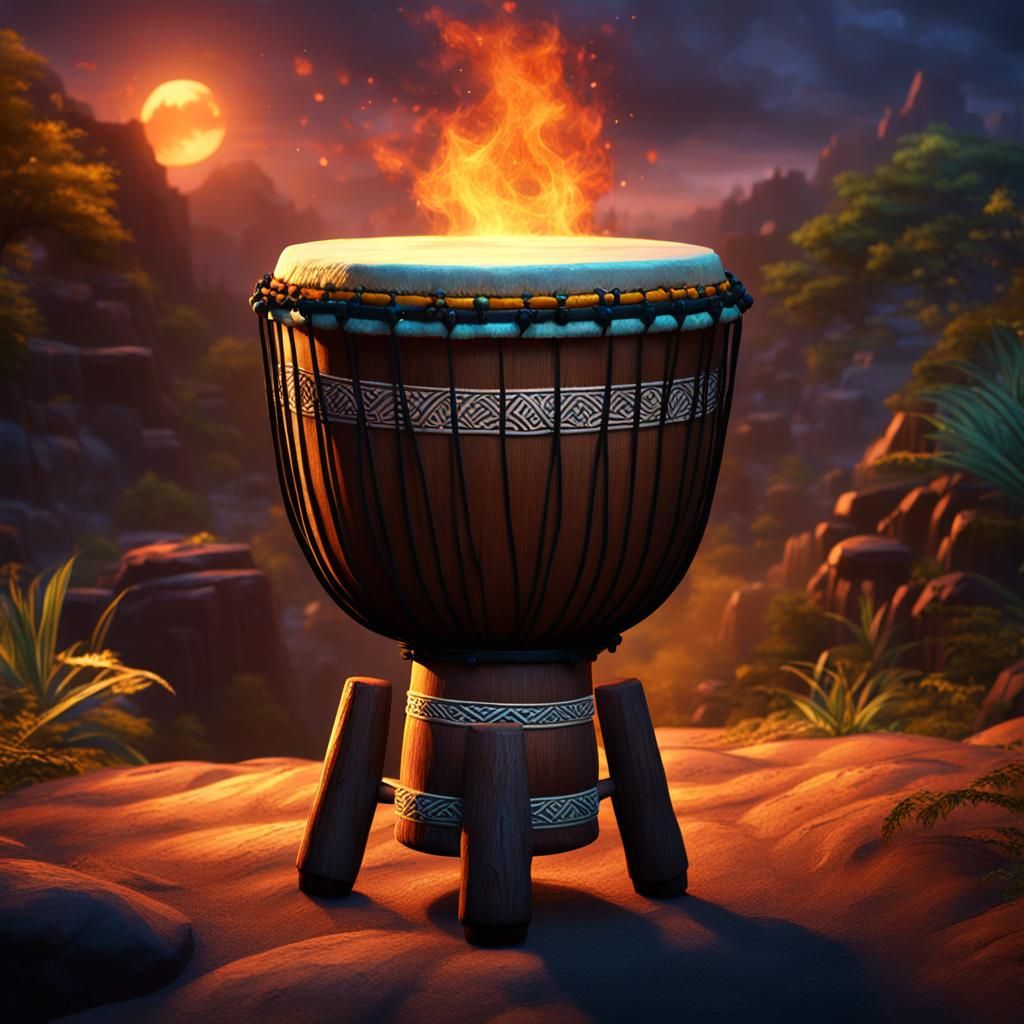 Epic Drums in a Fantastical Night Landscape