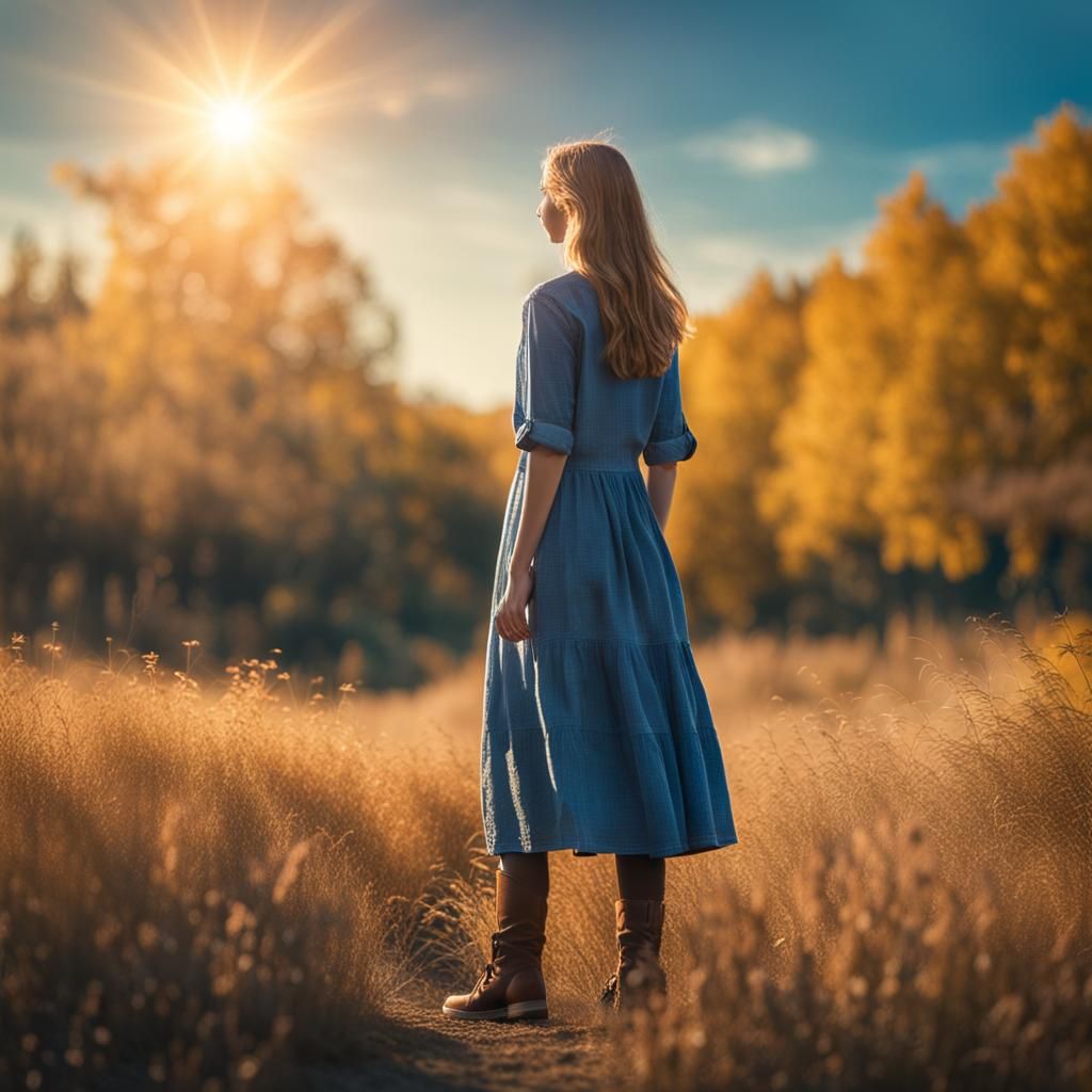 Woman in Nature: Warm Colors, Sharp Focus