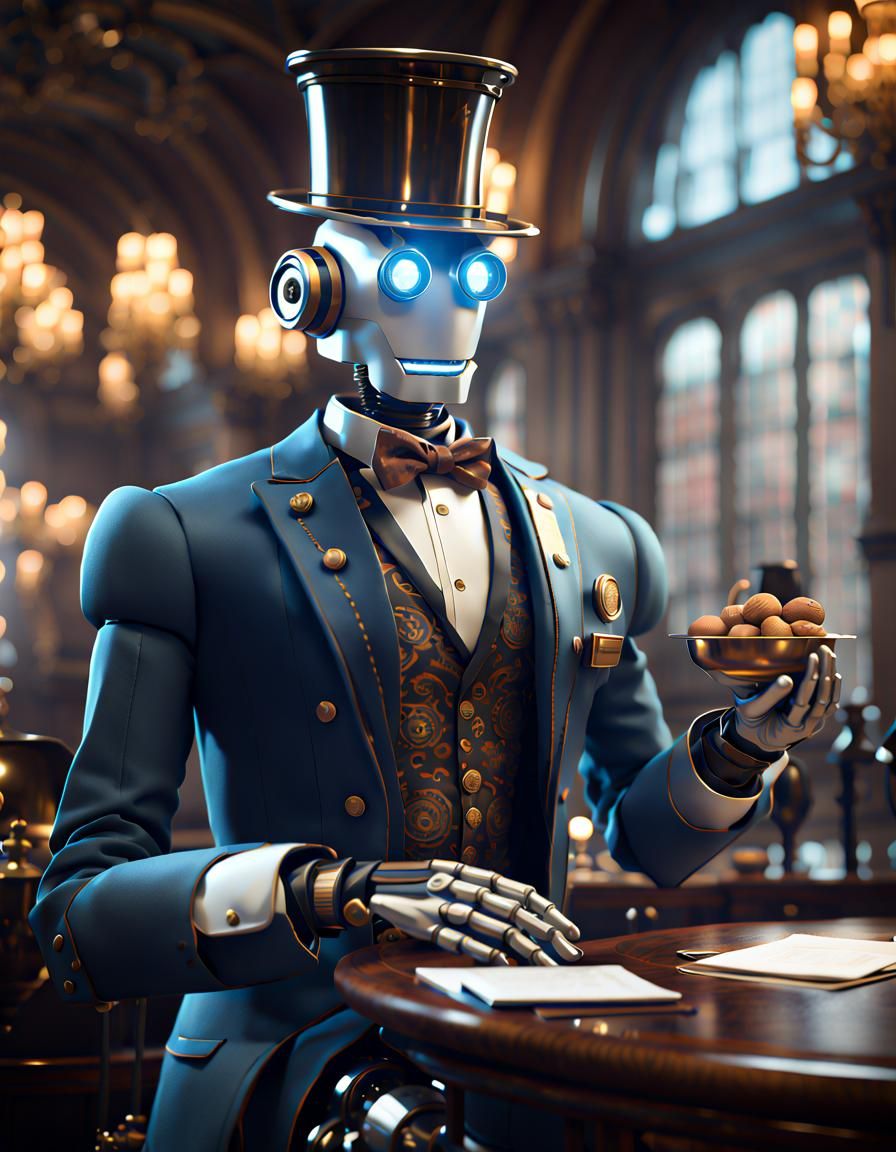 Robot Butler in Uniform, Masterpiece Concept Art