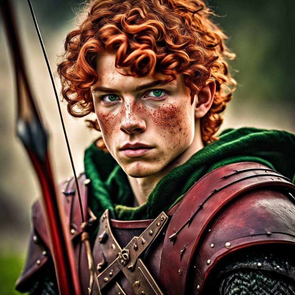 Teenage Archer Warrior in Red Armor