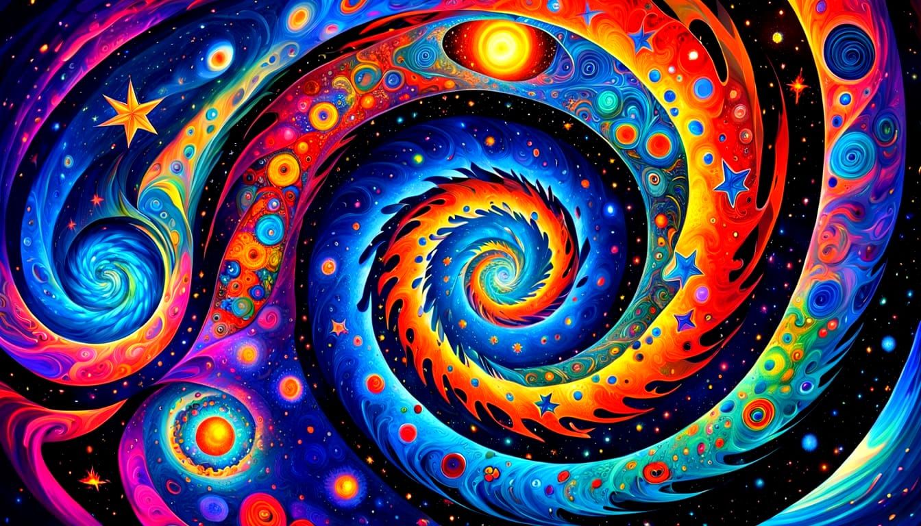 Cosmic Vortex in Vibrant Iridescent Hues