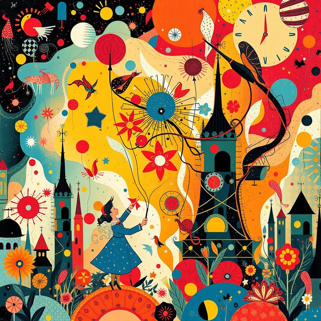 Whimsical Abstract Dreamscape with Vibrant Colors