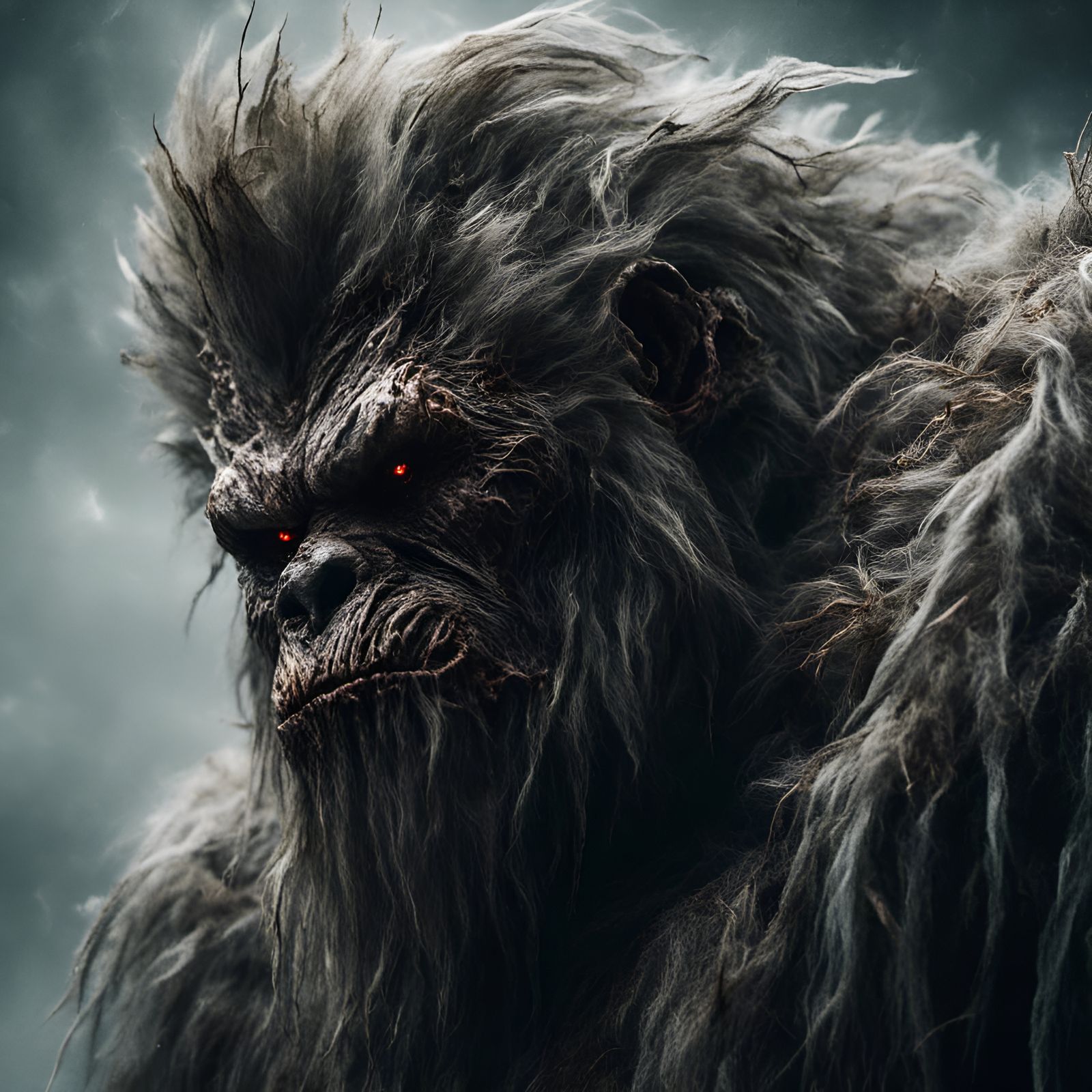 Angry Yeti Portrait in Macabre Style