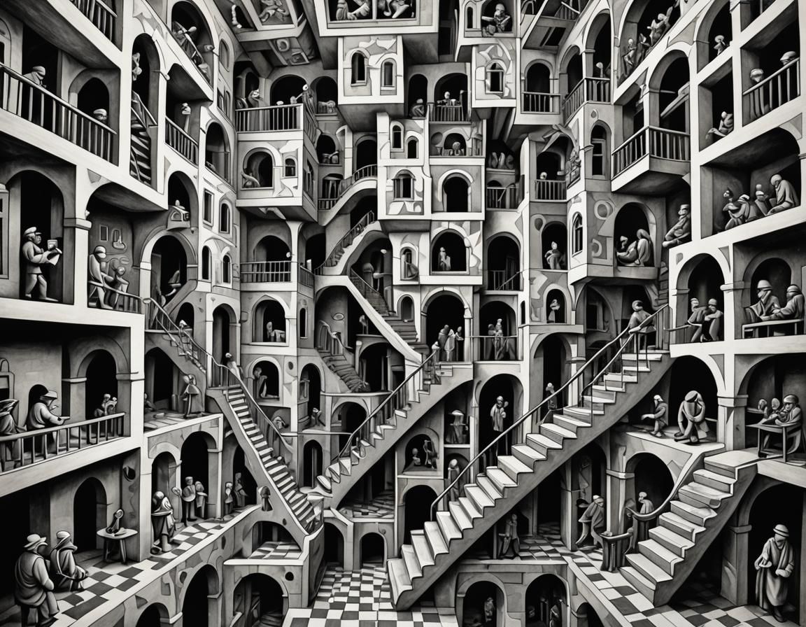 Escher-Inspired Drawing of a Picasso Artwork