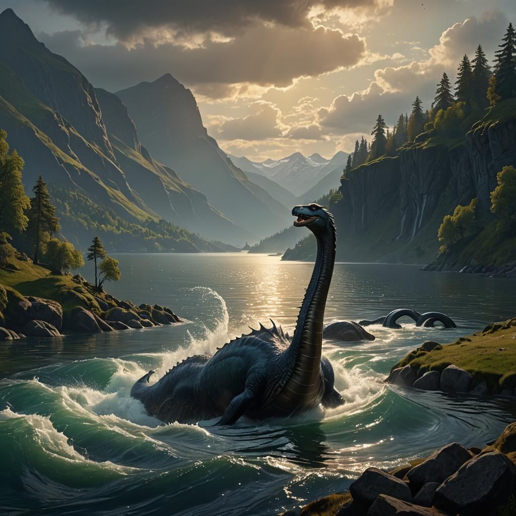 Hyperdetailed Loch Ness Monster, Splash Screen Art