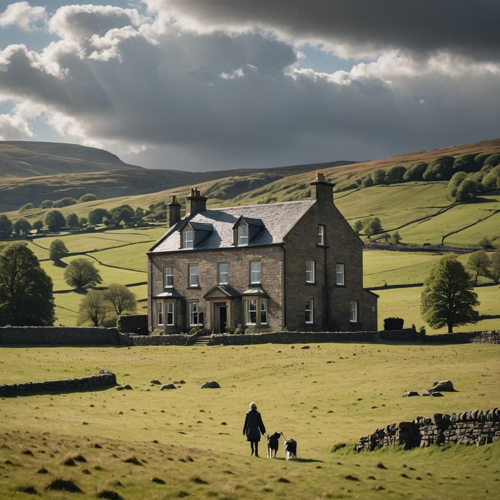 Minimalist Yorkshire Dales House with Woman and Dog