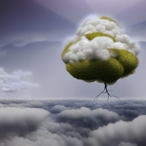Magical Cotton Cloud in Modern Digital Art