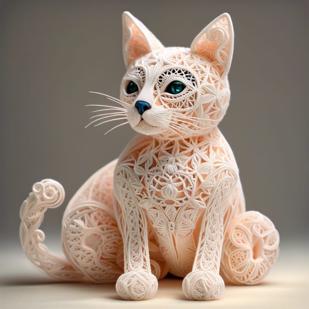 Lace Cat Sculpture in High Resolution