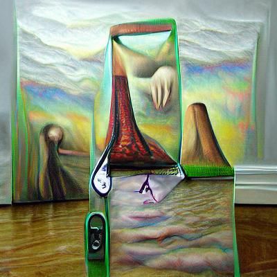 Surreal Hourglass Painting of Anxiety and Dissociation