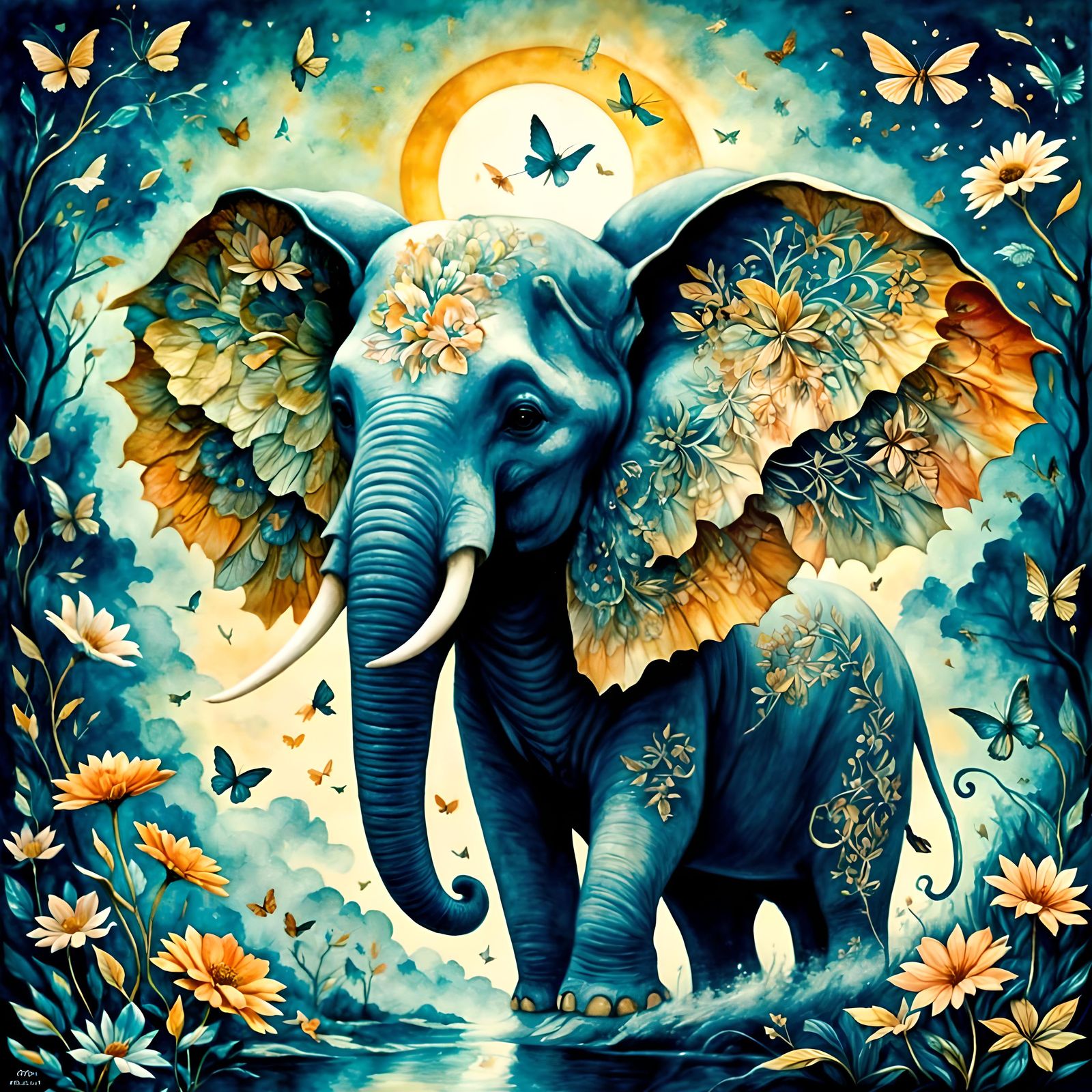 Whimsical wandering elephant