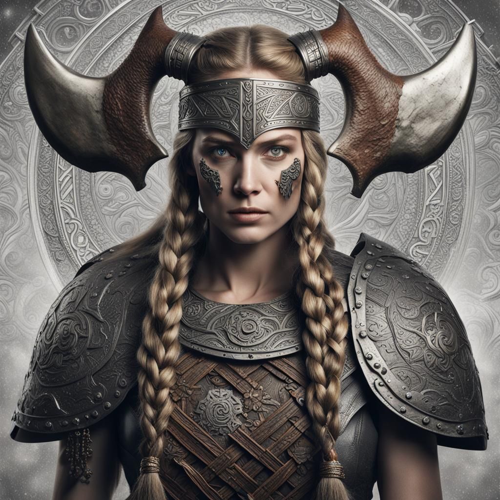 Viking Woman with Double Axe: Fantasy Concept Art