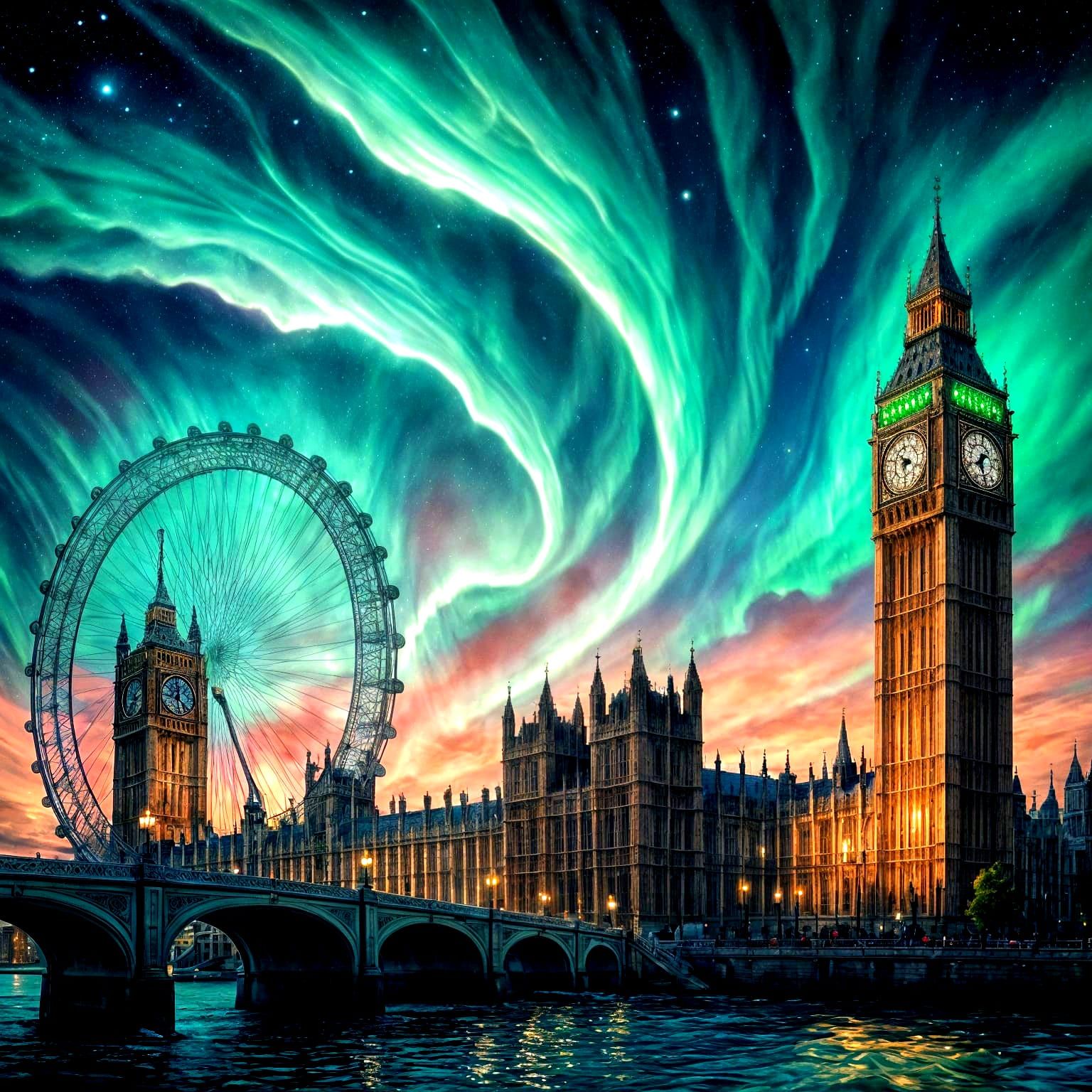 Aurora Borealis Over London: A Dreamscape