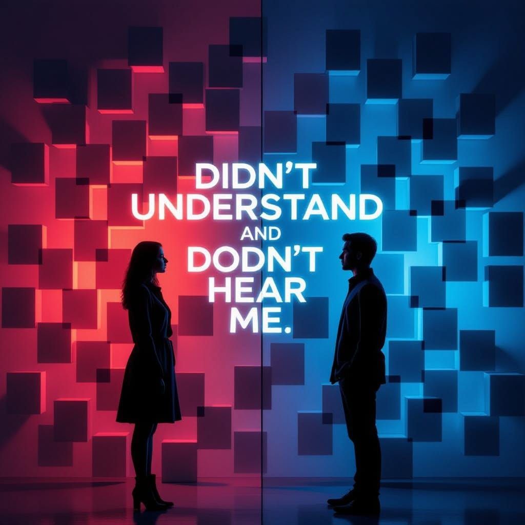 Futuristic Album Cover: Divided by Words in Neon Light