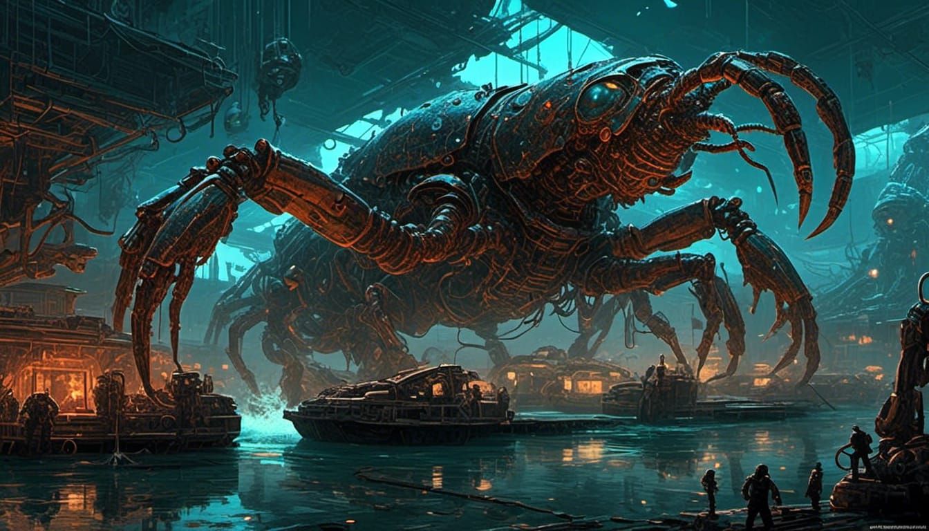 Corroded Leviathan Lobster Attacks Dock: Concept Art