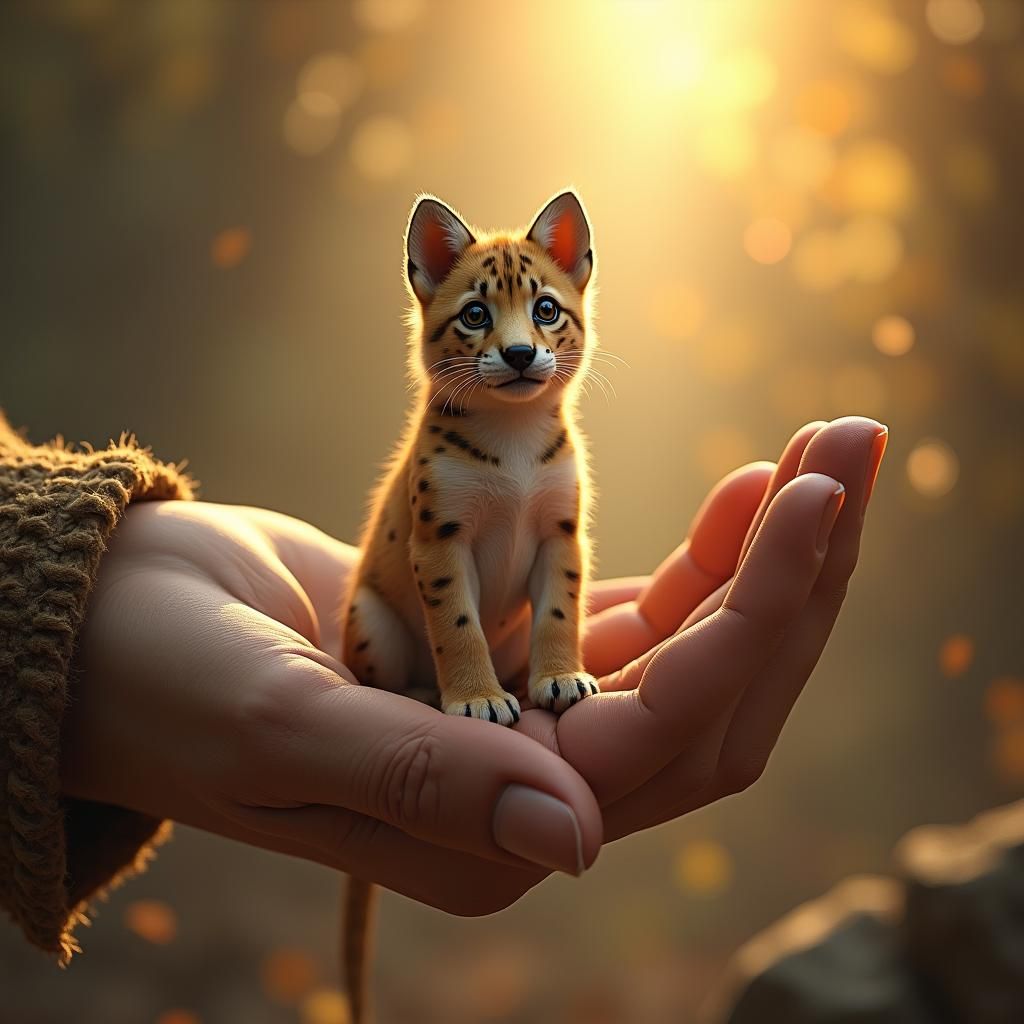 Miniature Leopard Dog on Hand, Detailed Matte Painting