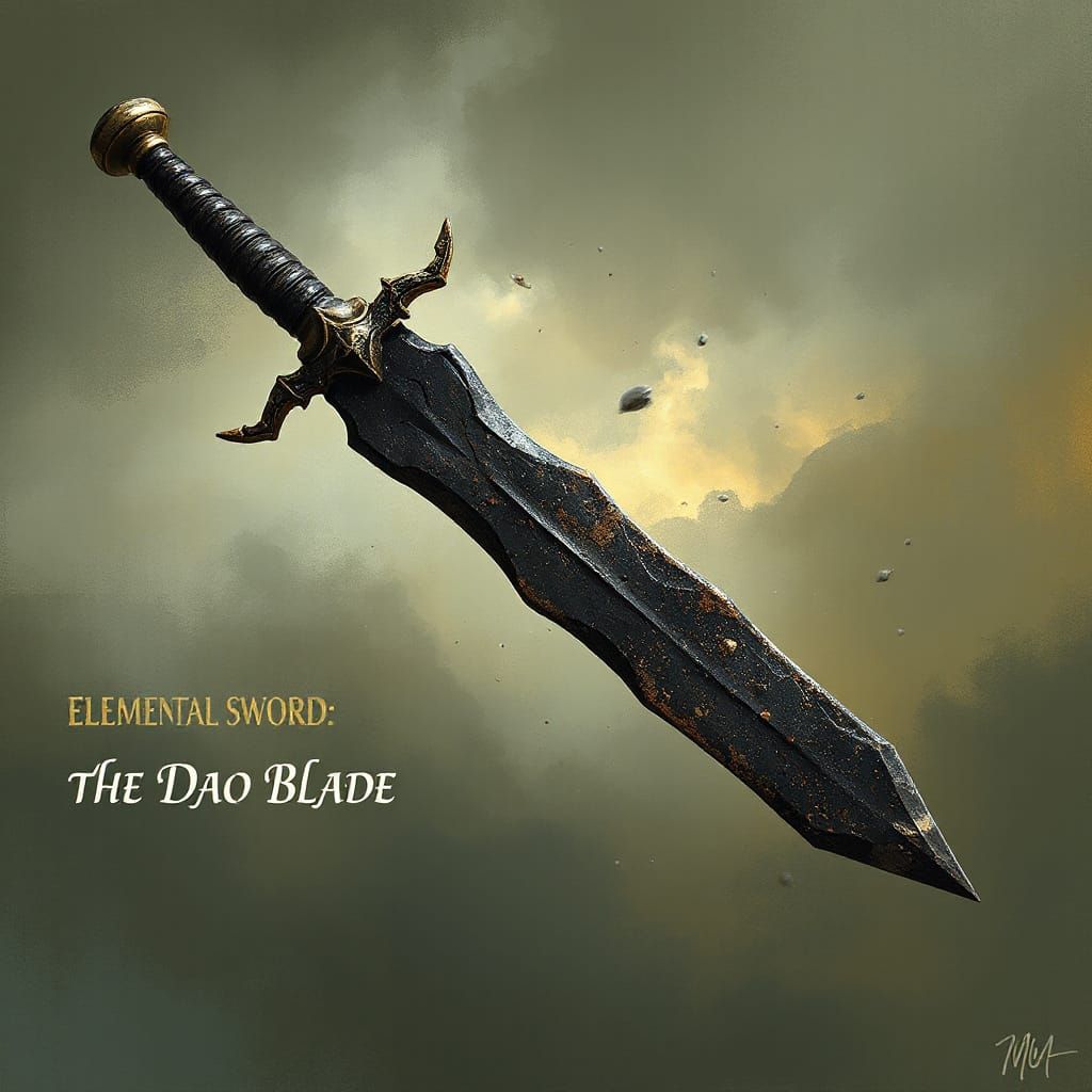 Dark, Sinister Stone Glaive in Earth Tones, Cyberpunk Fantas...