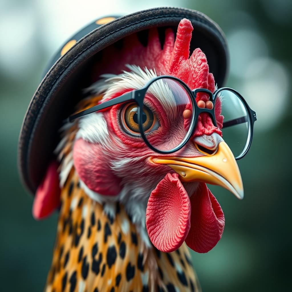 Hyperrealistic Close-Up of a Cute Chicken Character