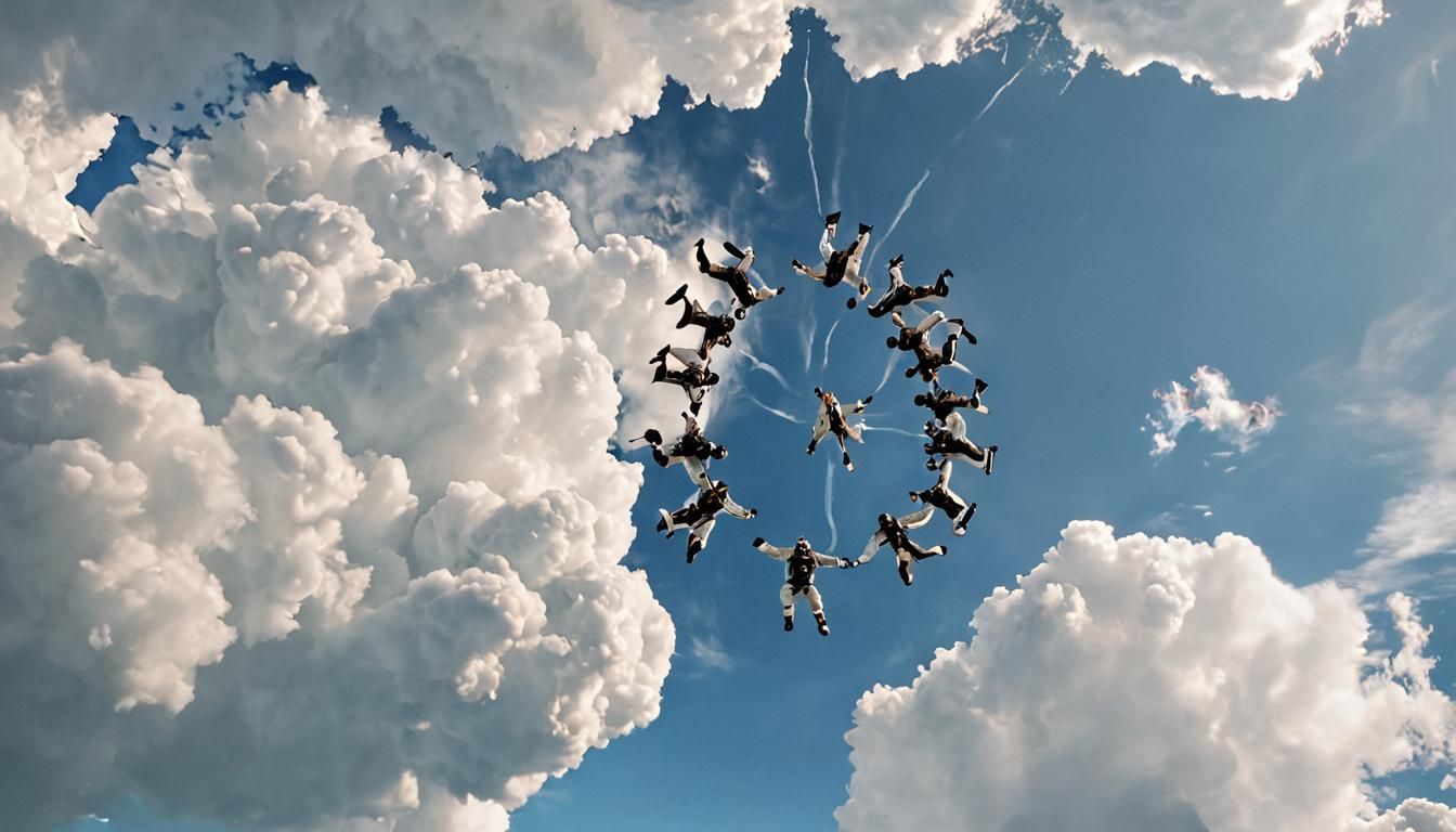 Skydivers in Circle Formation: Aerial Photography