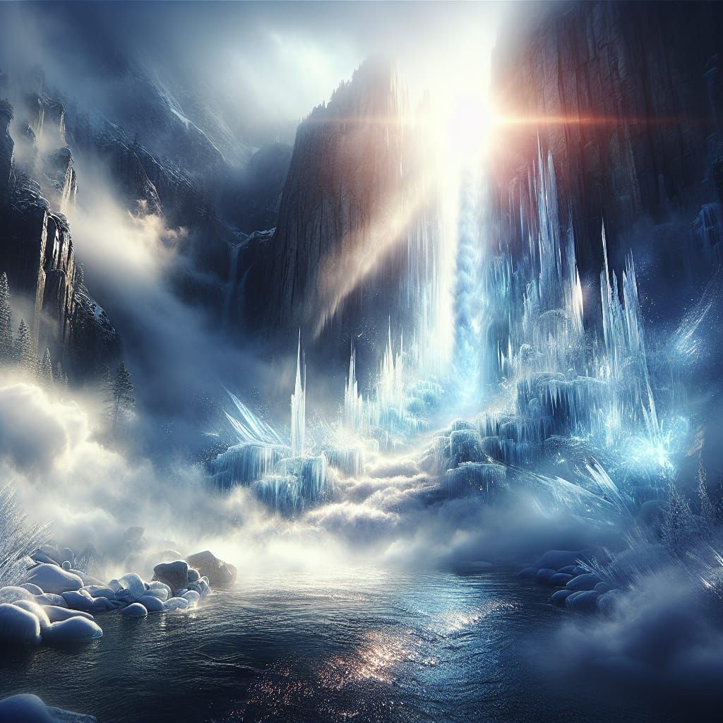 Frozen Waterfall in Cinematic Splendor