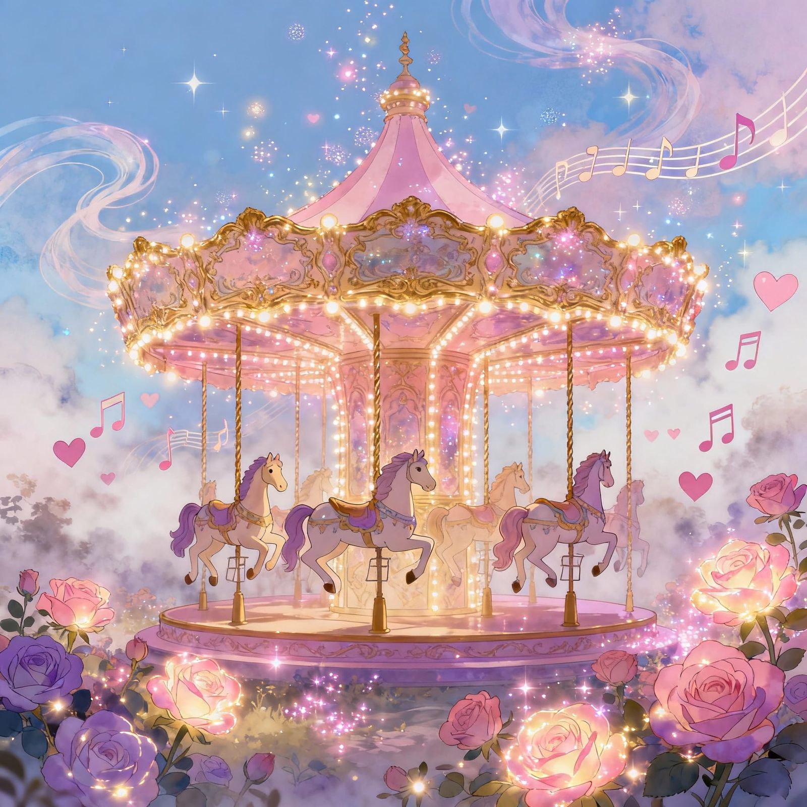 Dreamy Carousel in Pastel Hues with Fairytale Ambiance