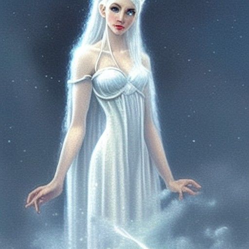 Ethereal White Elf in Fantasy Landscape