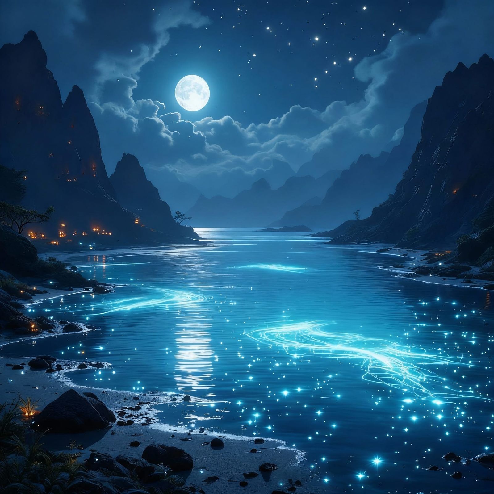 Silverwake Lagoon: Boats Float on Silver Fire