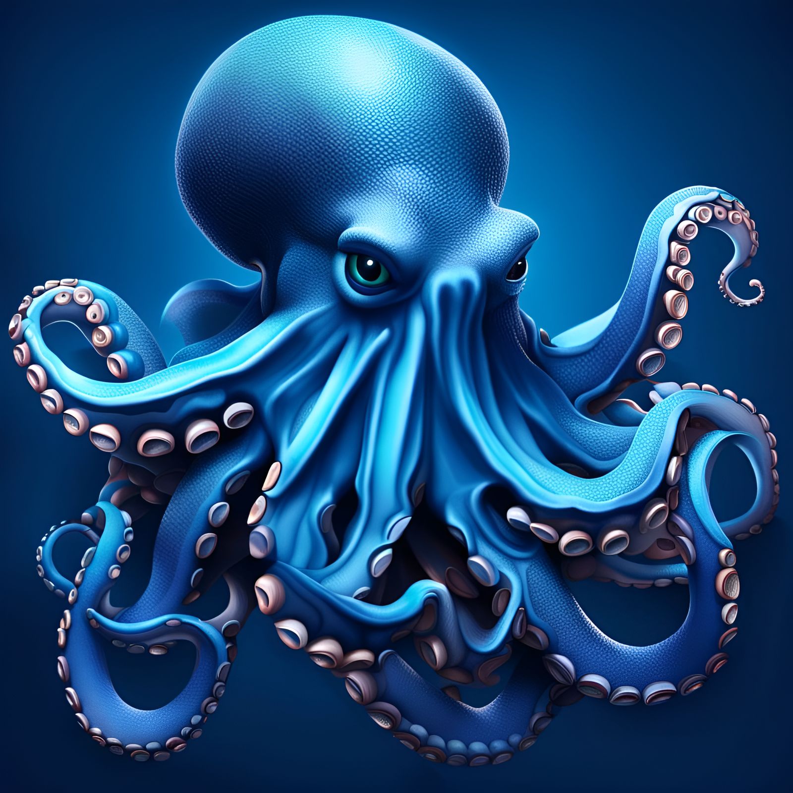 Blue Octopus Illustration with Dynamic Lighting