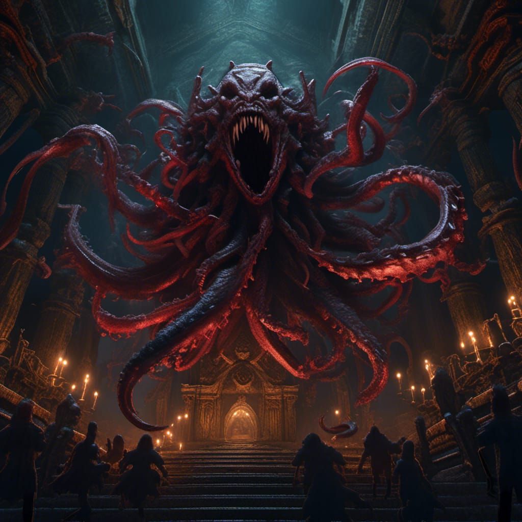 Hyena Emerging from Tomb in Dark Fantasy Style