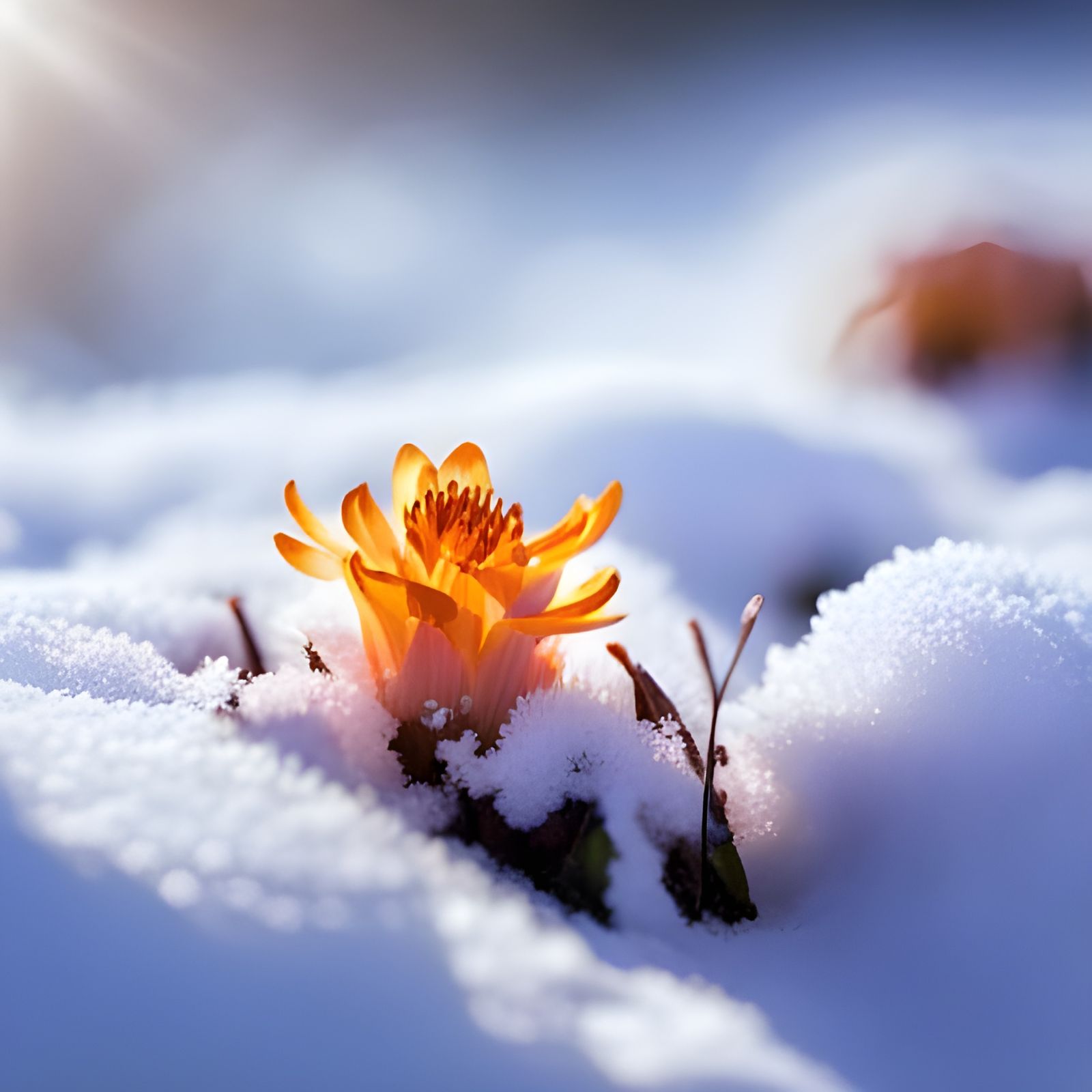 First Spring Flower Emerges, Digital Illustration