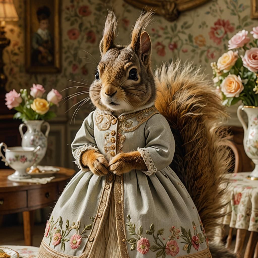 Victorian Lady Squirrel in Royal Dining Room
