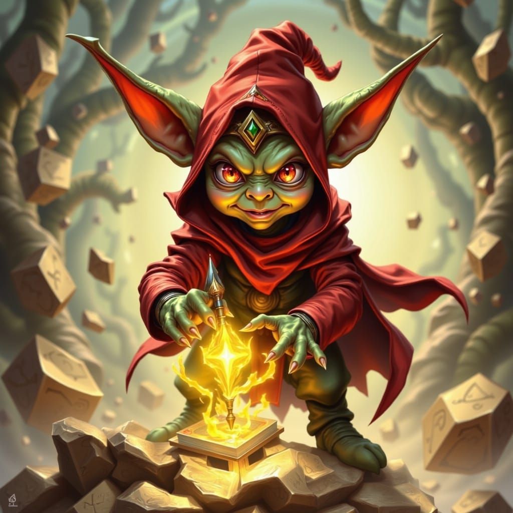 Goblin Playing Card in Vibrant Anime Style