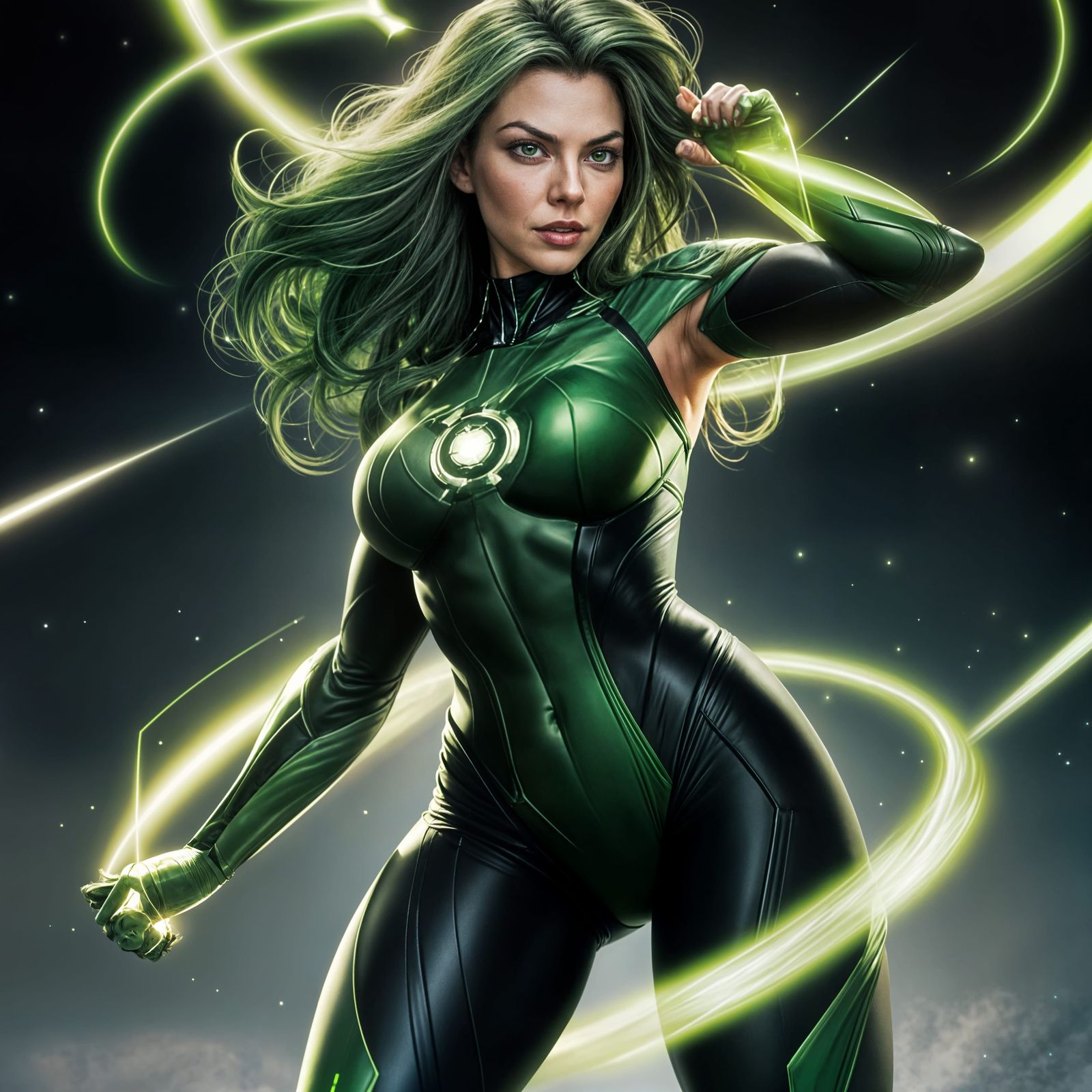 Green Lantern Heroine in Thong Bodysuit