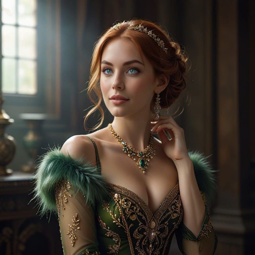 Swedish Model in Golden Couture: Ultra-Realistic Cinematic P...