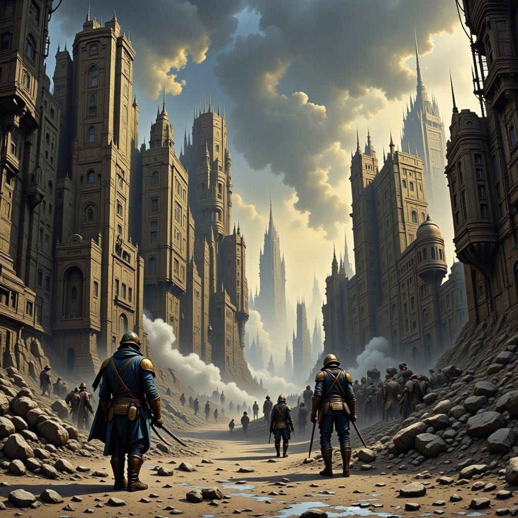 Sci-Fi Warriors Defend Futuristic City from Attack