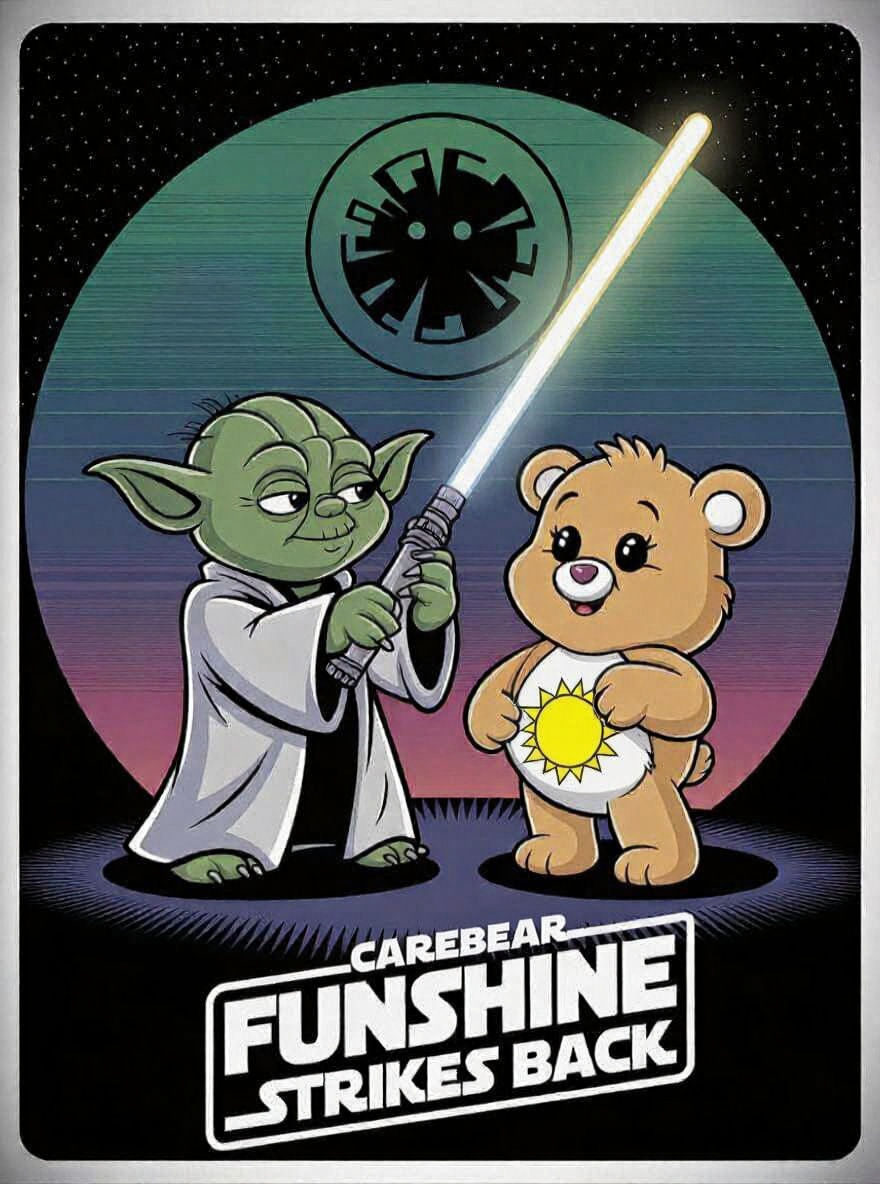 Yoda Trains Funshine Bear in Lightsaber Combat