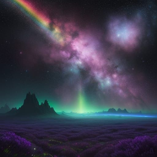 Surreal Cosmic Rainbow Splashes Through Alien Galaxy in 8k R...