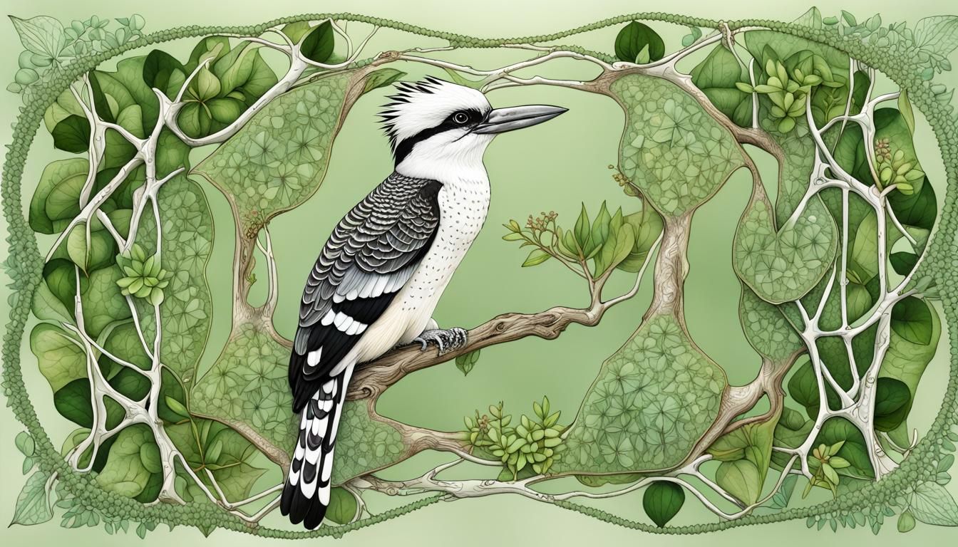 Kookaburra in Fractal Eucalyptus Forest: Quantum Zentangle